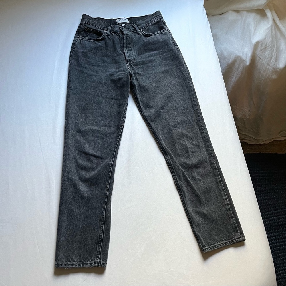 AGOLDE Fen grey tapered leg cotton denim cropped jeans